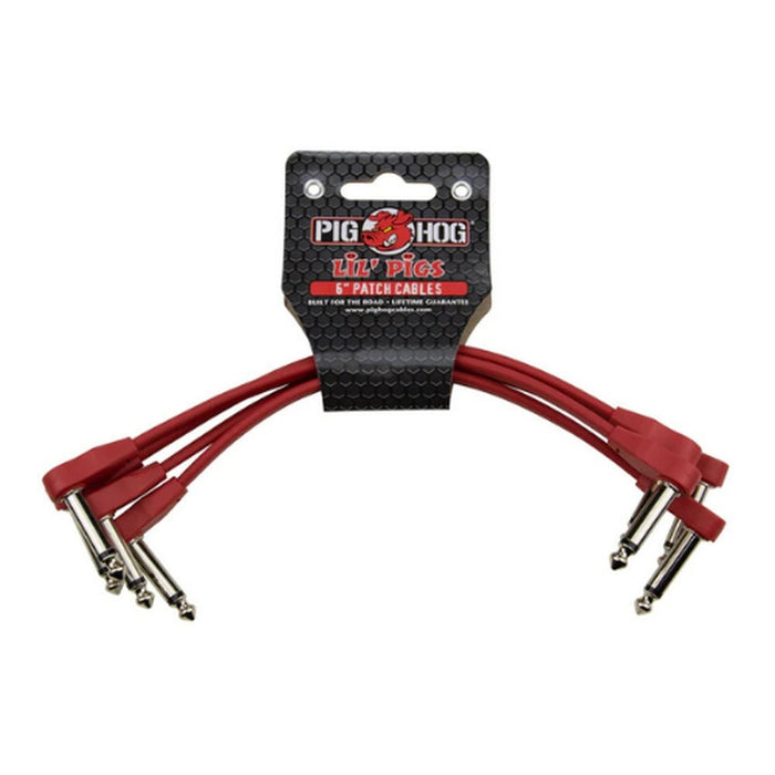 Pig Hog PHLSK6CA Lil' Pigs 6" Candy Apple Red Patch Cables (4 Pack) (PHLSK6CA) - Gsus4