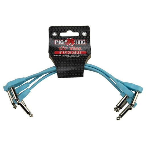 Pig Hog PHLSK6DB Lil' Pigs 6" Daphne Blue Patch Cables (4 Pack) (PHLSK6DB) - Gsus4