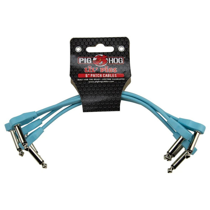 Pig Hog PHLSK6DB Lil' Pigs 6" Daphne Blue Patch Cables (4 Pack) (PHLSK6DB) - Gsus4