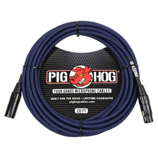 Pig Hog PHM20BBL Black & Blue Woven Mic Cable, 20ft XLR (PHM20BBL) - Gsus4