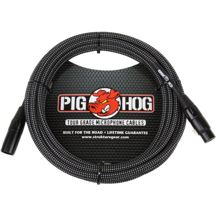 Pig Hog PHM20BKW Black & White Woven Mic Cable, 20ft XLR (PHM20BKW) - Gsus4