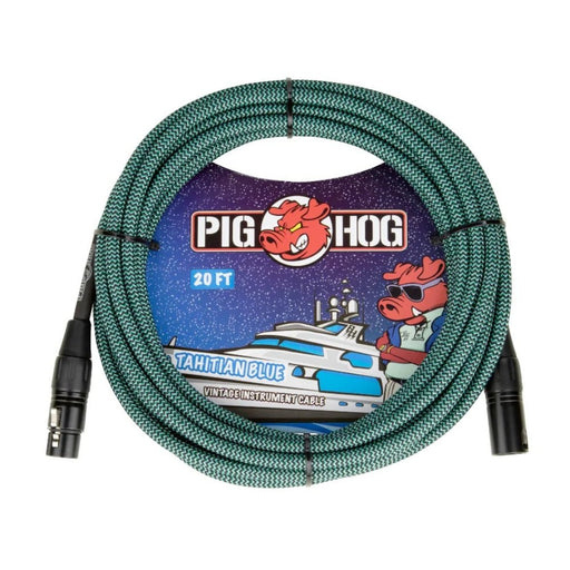 Pig Hog PHM20TAB Tahitian Blue Woven Mic Cable, 20ft XLR (PHM20TAB) - Gsus4