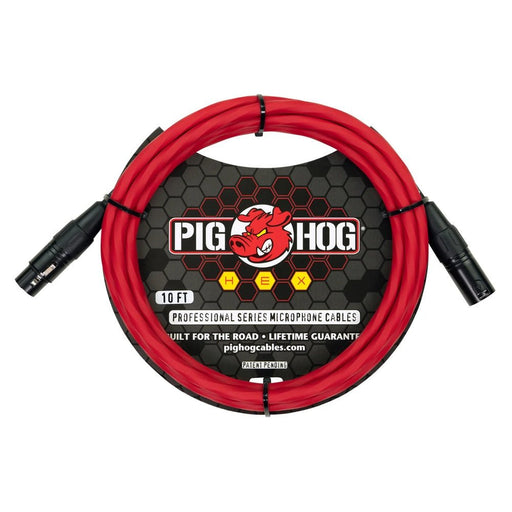 Pig Hog PHMH10CA Hex Series Mic Cable, 10ft in Candy Apple Red (PHMH10CA) - Gsus4