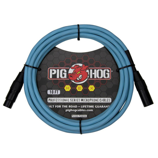 Pig Hog PHMH10DB Hex Series Mic Cable 10ft in Daphne Blue (PHMH10DB) - Gsus4