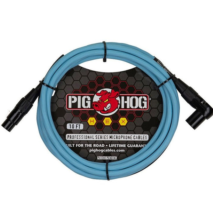 Pig Hog PHMH10DBR Hex Core Right Angle XLR Daphne Blue (PHMH10DBR) - Gsus4