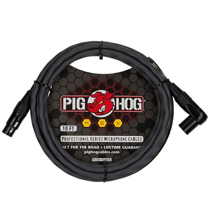 Pig Hog PHMH10GRR Right Angle Hex Core XLR Grey (PHMH10GRR) - Gsus4