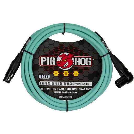Pig Hog PHMH10SGR Right Angle Hex Core XLR Seafoam Green (PHMH10SGR) - Gsus4
