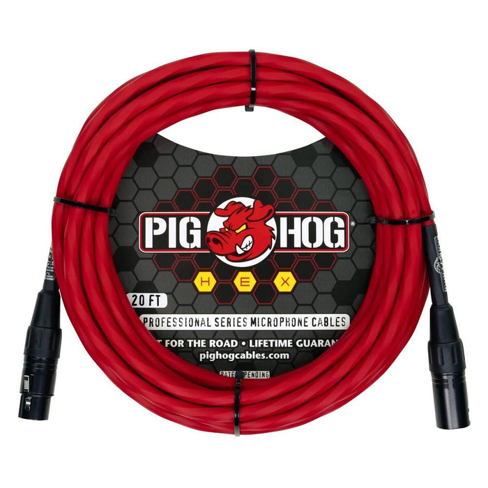 Pig Hog PHMH20CA Hex Series Mic Cable, 20ft in Candy Apple Red (PHMH20CA) - Gsus4