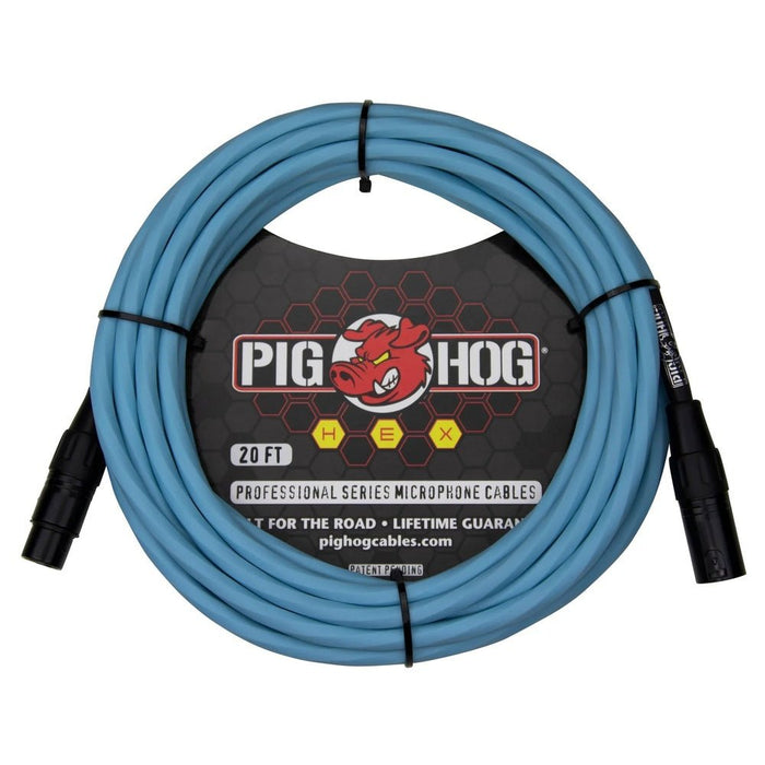 Pig Hog PHMH20DB Hex Series Mic Cable 20ft in Daphne Blue (PHMH20DB) - Gsus4