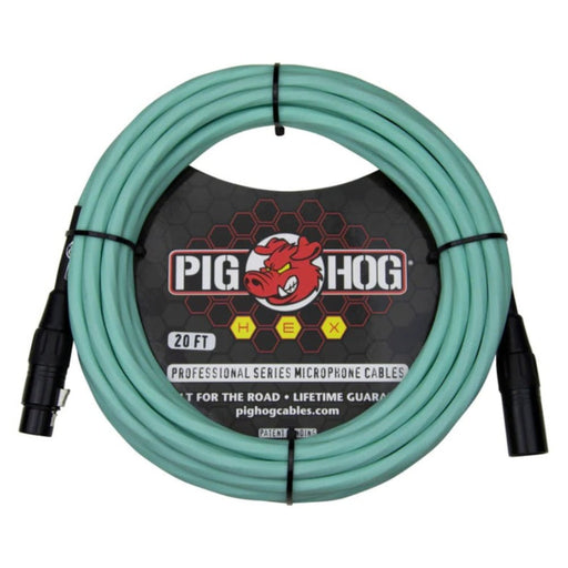 Pig Hog PHMH20SG Hex Series Mic Cable, 20ft – Seafoam Green (PHMH20SG) - Gsus4