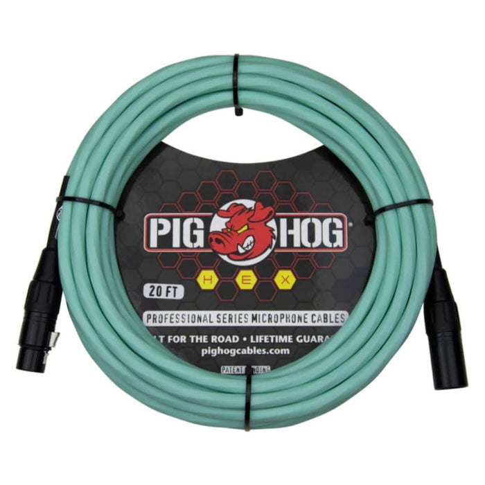 Pig Hog PHMH20SG Hex Series Mic Cable, 20ft – Seafoam Green (PHMH20SG) - Gsus4