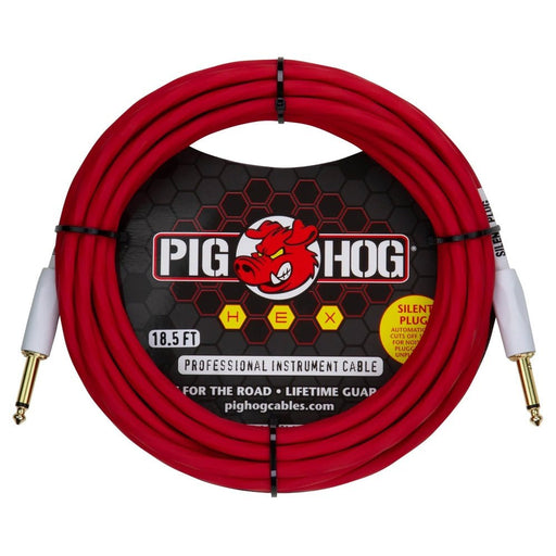 Pig Hog PHSH186CA Hex SILENT PLUG Instrument Cable 18.6 ft in Candy Apple Red (PHSH186CA) - Gsus4