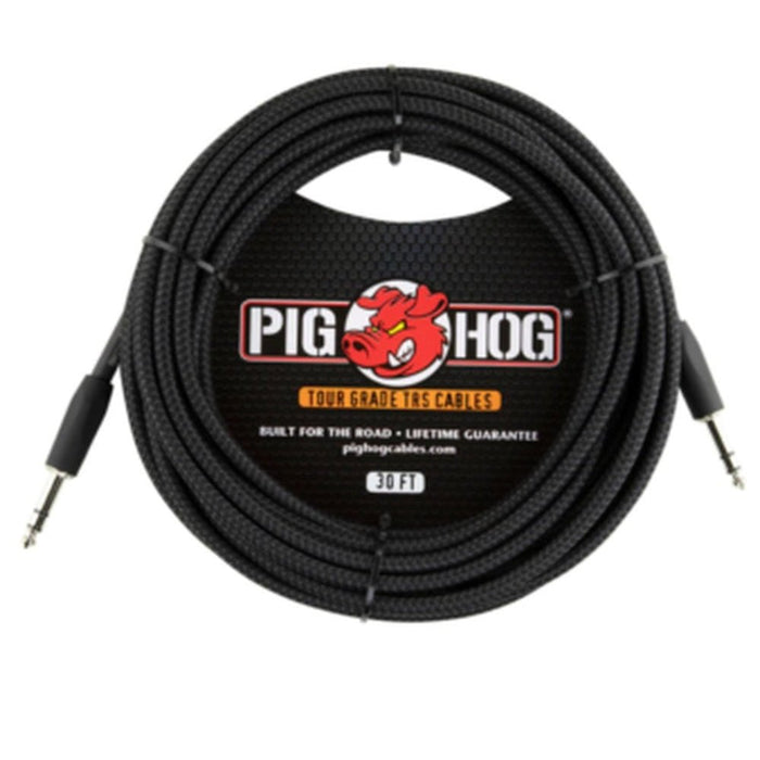 Pig Hog PTRS30BK Vintage Series “Black Woven” TRS Cable, 30 ft (PTRS30BK) - Gsus4