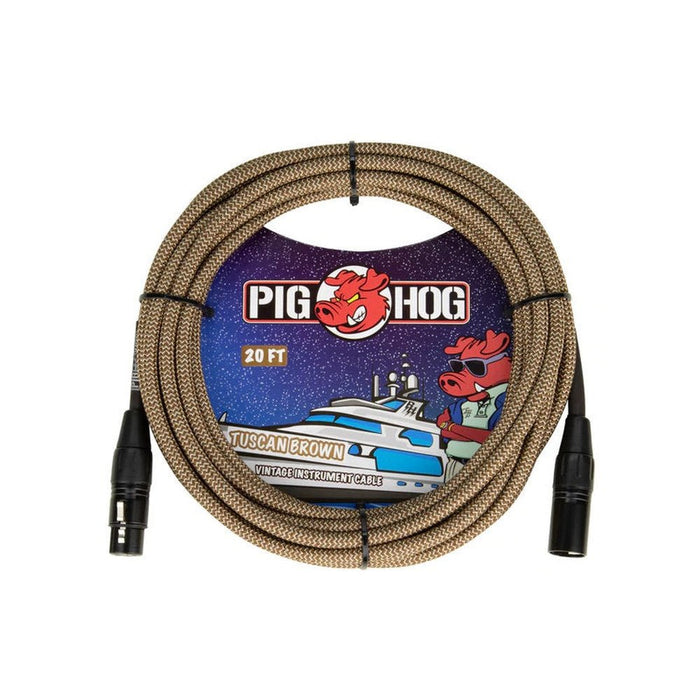 Pig Hog Tuscan Brown Woven Mic Cable, 20ft XLR (PHM20TBR) - Gsus4
