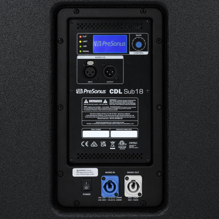 PreSonus | CDL SUB18 | 18" 2000W Active Subwoofer | Single (PRE - CDLSUB18) - Gsus4
