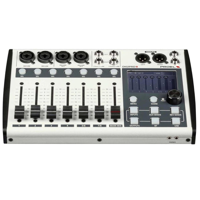 Proel DIGIPAD-8 Compact 8-Ch Digital Mixer w/ Motorized Faders, Touch Screen & Bluetooth (DIGIPAD-8) - Gsus4