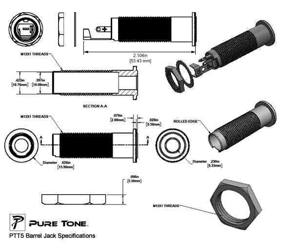 Pure Tone | PTT5 | 1/4″ TS / TRS Barrel Jack (AP - PTT5 - SV) - Gsus4