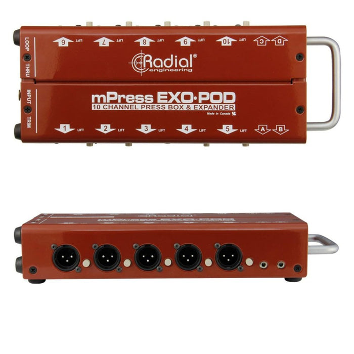 Radial | EXO - POD | 1 - In, 14 - Out Passive Line - Level Splitter w/ Trim Pots & XLR Through (RA - EXO - POD) - Gsus4