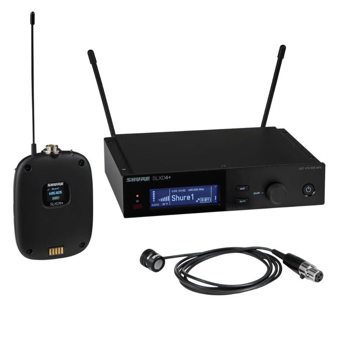 Shure Wireless Digital Lavalier System SLXD1+ Tx; WL185m Mic; SLXD4+ Rx; H58 = 520-606 MHz