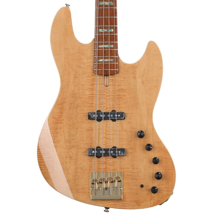 Sire | Marcus Miller | V10 DX | Swamp Ash & Solid Flame Maple Top | w/ Hipshot Gold Hardware & Premium Hard Case (Sire-4ST-V10DX-4-NT) - Gsus4