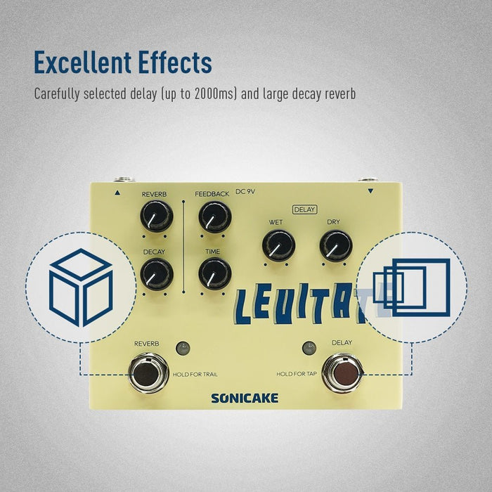 Sonicake - Levitate Delay & Reverb - Dual Guitar Pedal (QDS-02) - Gsus4