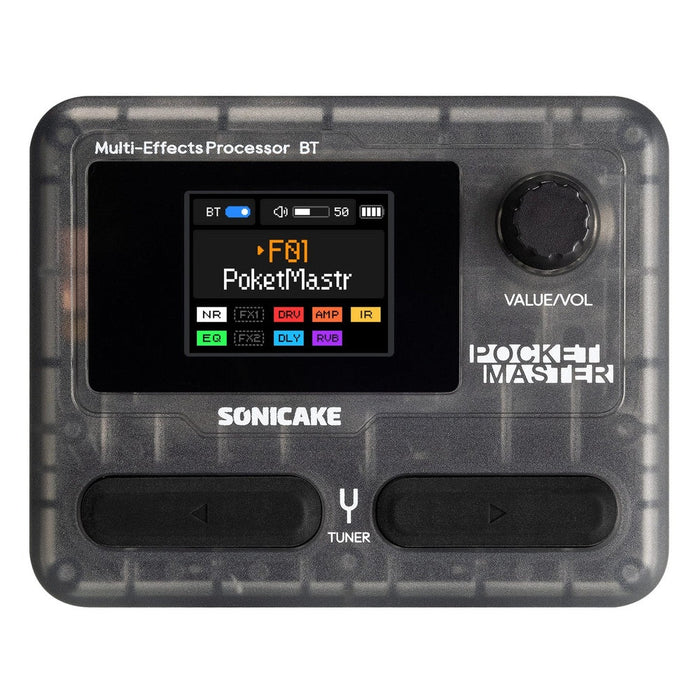 Sonicake Pocket Master Portable Mini Guitar Amp Modeller & Multi FX w/ Bluetooth & NAM - Trans Black (QME-10TBK) - Gsus4