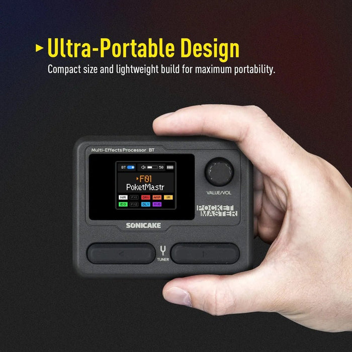 Sonicake Pocket Master Portable Mini Guitar Amp Modeller & Multi FX w/ Bluetooth & NAM - Trans Green (QME-10TGN) - Gsus4