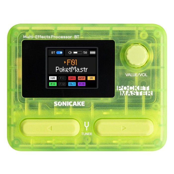 Sonicake Pocket Master Portable Mini Guitar Amp Modeller & Multi FX w/ Bluetooth & NAM - Trans Green (QME-10TGN) - Gsus4