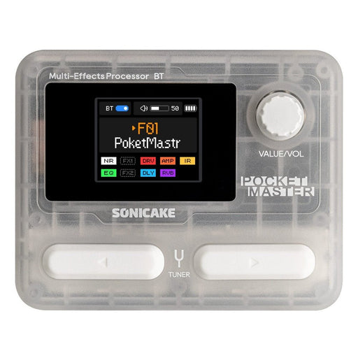 Sonicake Pocket Master Portable Mini Guitar Amp Modeller & Multi FX w/ Bluetooth & NAM - Trans White (QME-10TWH) - Gsus4