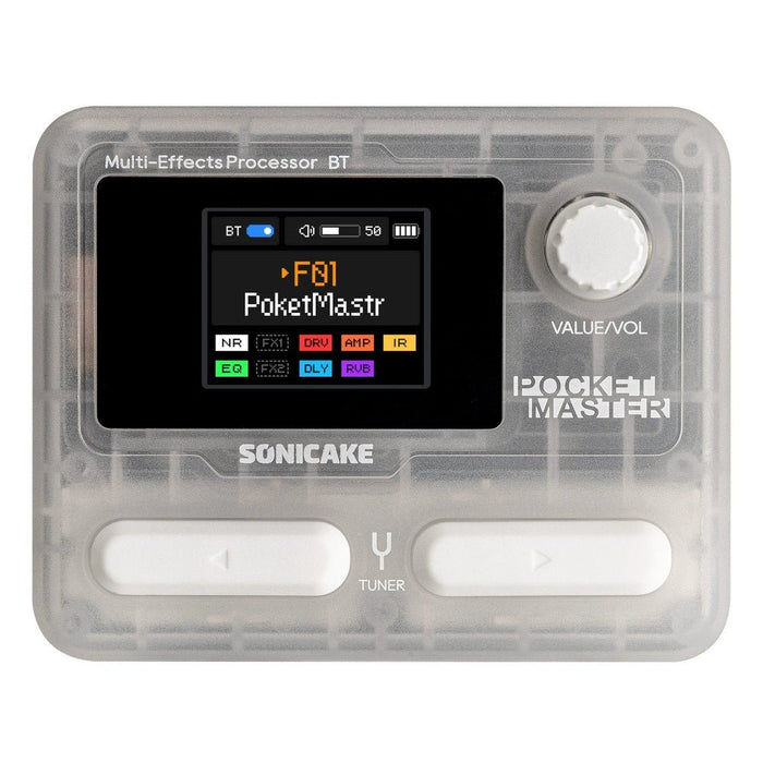 Sonicake Pocket Master Portable Mini Guitar Amp Modeller & Multi FX w/ Bluetooth & NAM - Trans White (QME-10TWH) - Gsus4
