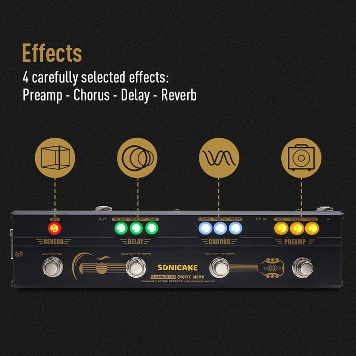 Sonicake - Sonic Wood Acoustic Guitar Pedal - SonicBar (QCE-50) - Gsus4
