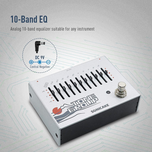 Sonicake - Tone Group Analog 10 Band EQ - Dual Guitar Pedal (QDS-01) - Gsus4