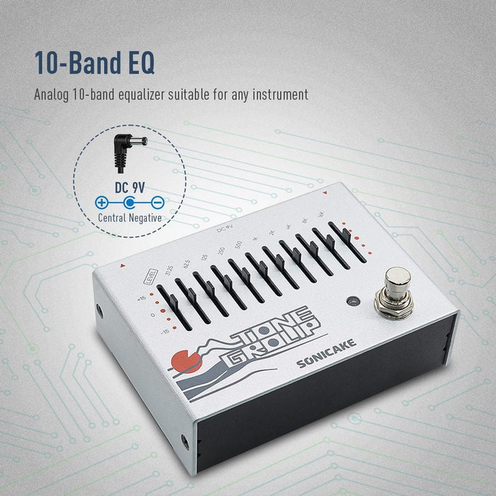 Sonicake - Tone Group Analog 10 Band EQ - Dual Guitar Pedal (QDS-01) - Gsus4