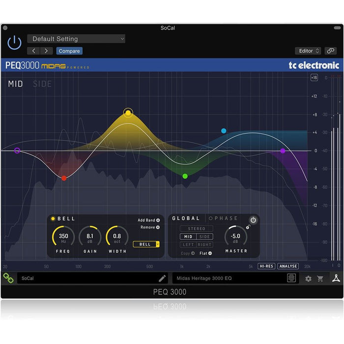 TC Electronic | PEQ 3000 | Midas - Powered Parametric EQ Plug - In w/ Desktop Interface (455144) - Gsus4