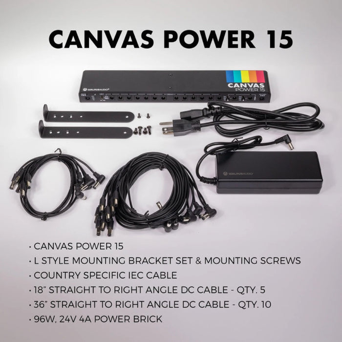 Walrus | CANVAS POWER 15 | Low Profile Pedal Power Supply | w/ 96W Power Brick AU Adapter