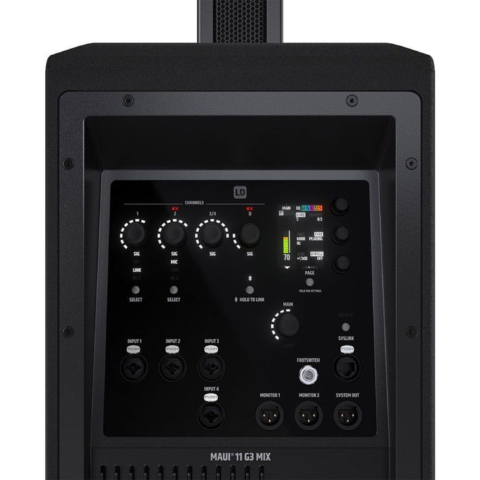 LD Systems | MAUI 11 G3 MIX | 1460W Column PA Speaker w/ Built-in 6CH Digital Mixer & DSP | Black