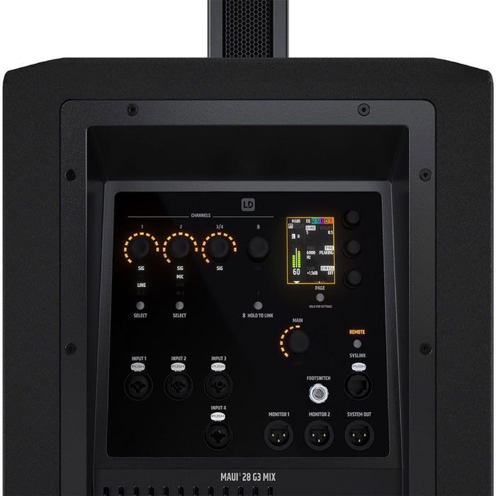 LD Systems | MAUI 28 G3 MIX | 2060W Column PA Speaker w/ Built-in 6CH Digital Mixer & DSP | Black