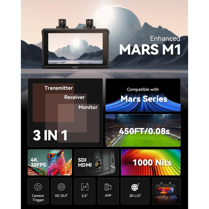 Hollyland | MARS M1 ENHANCED & MARS 4K RX | 1TX + 1RX | Wireless Video Transmission Kit | AU Stock