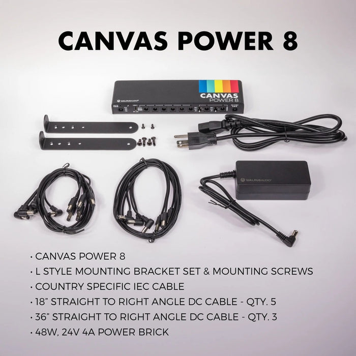 Walrus | CANVAS POWER 8 IEC | Low Profile Pedal Power Supply | w/ 48W Power Brick AU Adapter