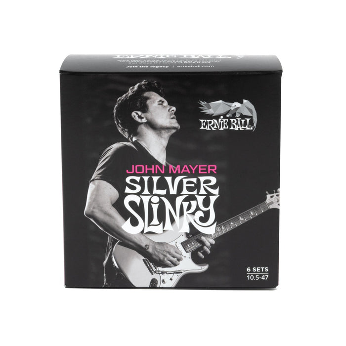 Ernie Ball | John Mayer Silver Slinky 6-Pack | Nickel Wound Electric Guitar Strings | 10.5-47 | P03817