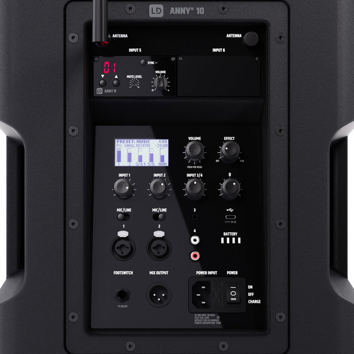 LD Systems | ANNY 10 HHD | 10" Battery-Powered PA Speaker + 1x Wireless Handheld Mic | w/ Bluetooth & Built-in Mixer