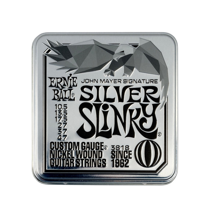 Ernie Ball | John Mayer Silver Slinky 3-Pack TIN | Nickel Wound Electric Guitar Strings | 10.5-47 | P03818