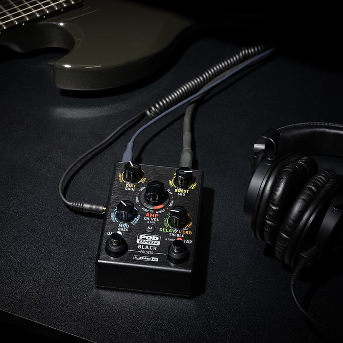 Line 6 | POD EXPRESS Black | High Gain | Portable Multi Effects & Stereo Amp / Cabinet Modeller