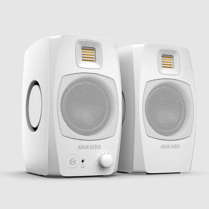 ADAM | D3V PAIR | Active Desktop Monitor Speakers | 2-Way w/ D-ART Tweeter, DSP & USB-C | White