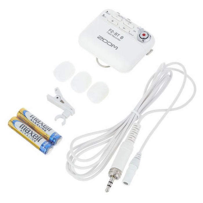 Zoom | F2-BT | 32-Bit Float Field Recorder w/ Lavalier Mic & Bluetooth Pack | White