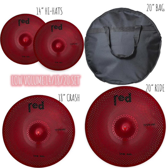 Red Cymbals | Low Volume Series | Cymbal Set | 14/18/20 | with 20" Bag