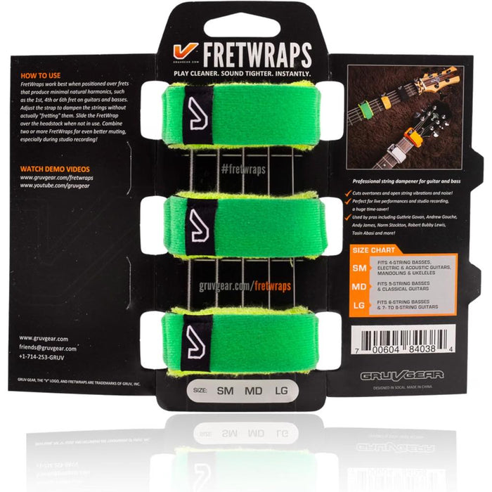 Gruv Gear FW-3PK-GRN-MED FretWraps String Dampener - Green - Medium - 3 Pack