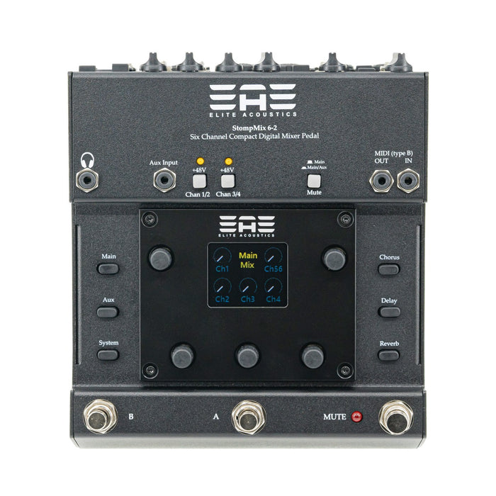 Elite Acoustics | EAE | StompMix 6 | 6Ch Digital Mixer Pedal | w/ DSP Gate, Compressor, EQ, Reverb & Delay