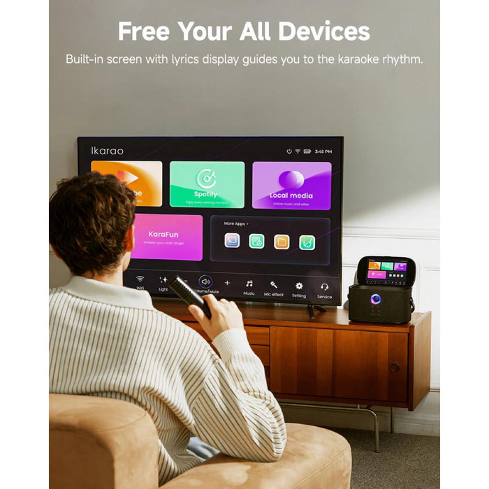 Ikarao Shell S2 Smart Karaoke Machine w/ 8" Touchscreen Display & 2x Wireless Microphones