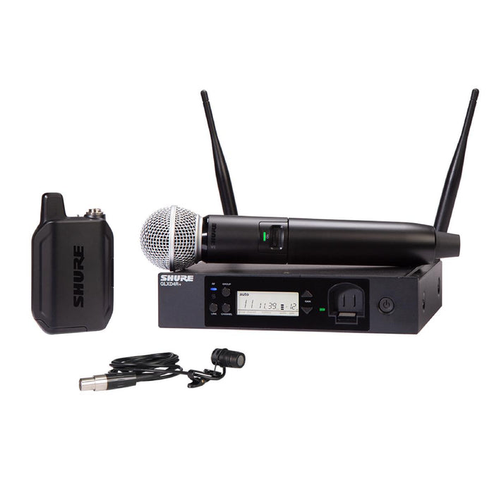 SHURE | GLXD+ | GLXD124R+85 | Wireless Digital Combo System | w/ Bodypack, Lapel Mic & SM58 Handheld